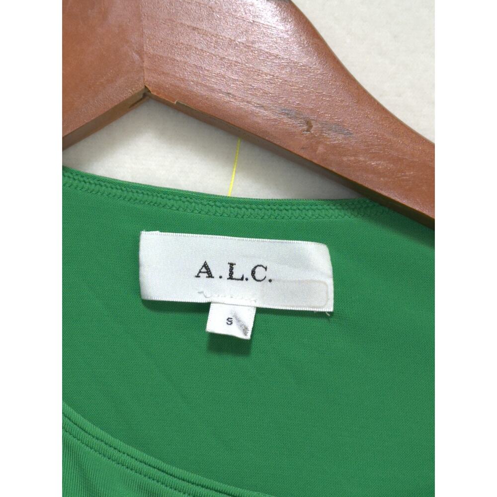 A.L.C Adeline Fern Green Ruched Jersey Stretch Asymmetric Maxi Midi Dress S - Picture 5 of 12